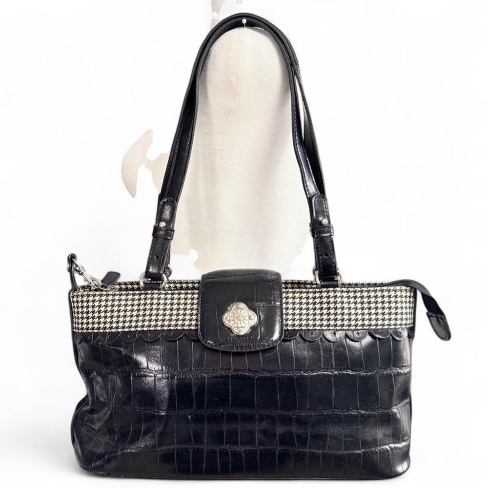 Vintage MC Marc Chantal Houndstooth & Croc Shoulder Bag